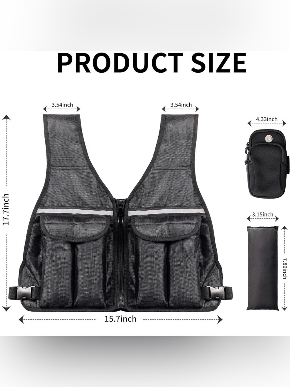 Adjustable Prodigen Weighted Vest, 0-10 Lb/0-12 LbWgt Vest Detachable Pocket